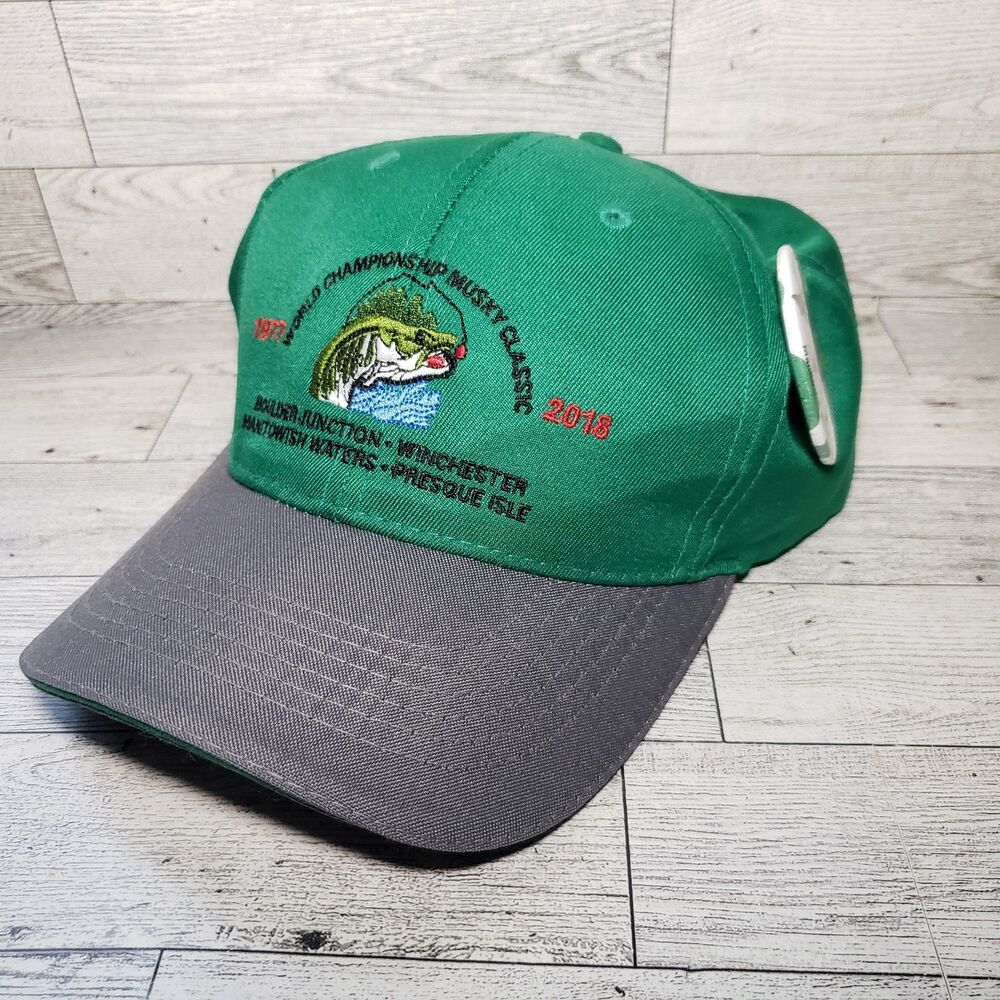 Wisconsin World Championship Musky Classic Fishing Cap Hat 2018 w/Button Pin